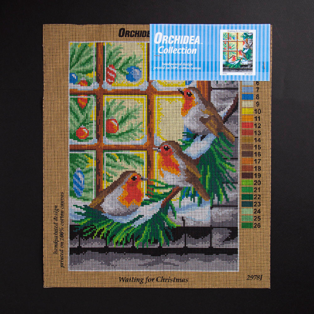 ORCHİDEA 30 x 40 cm Camda Yılbaşını Bekleyen Kuşlar Baskılı Goblen 2978J